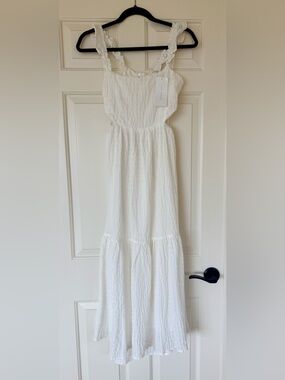 Lush White Ruffled Strap Midi Dress NWT M